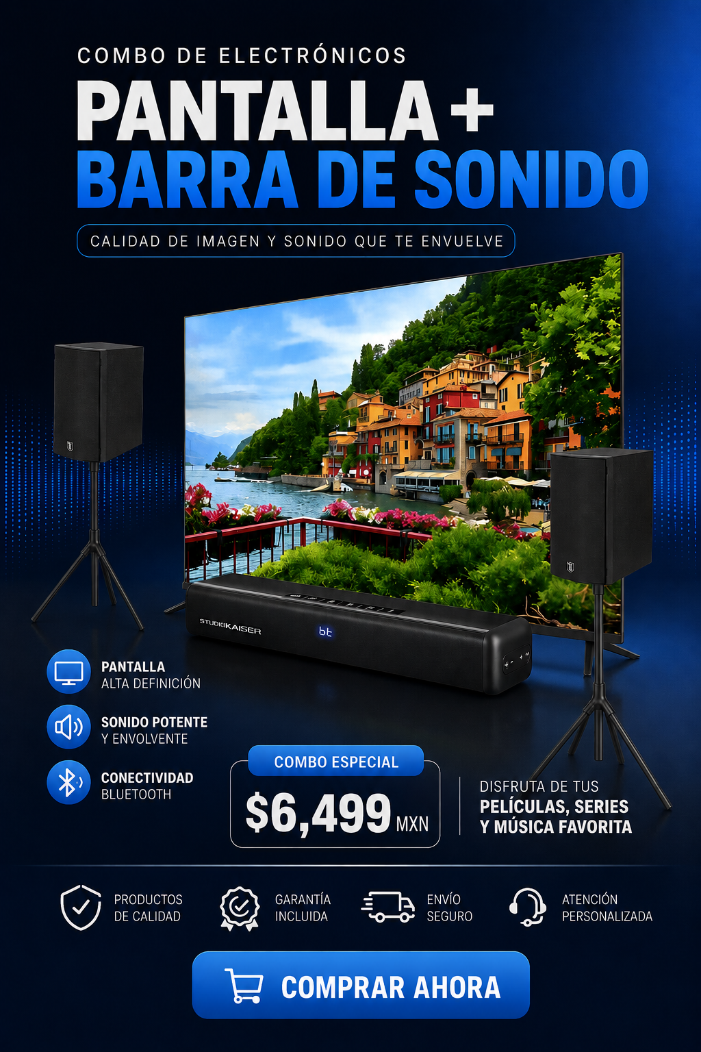 Combo mundialista. Barra Kaiser 6020 +  Pantalla Smart Tv Kodak 40"
